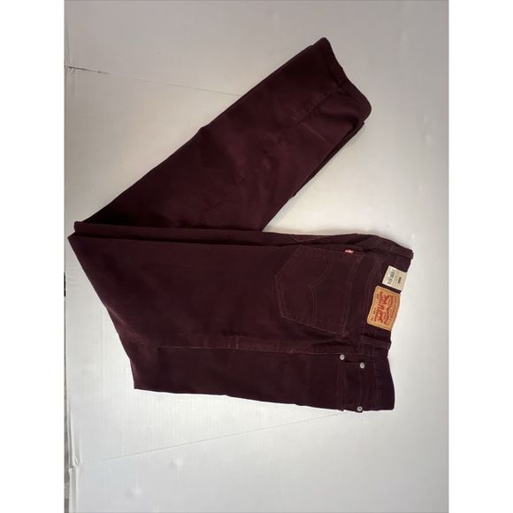Levis 511 Slim Pants Men's 32x34 Maroon Corduroy Wine Tasting Stretch Pants - Picture 13 of 14
